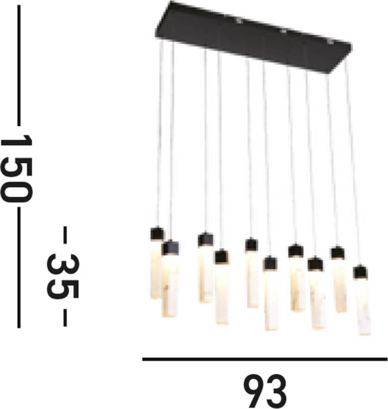 Moonbeam LED-hengelampe, 10 lyskilder, svart, hvit, metall
