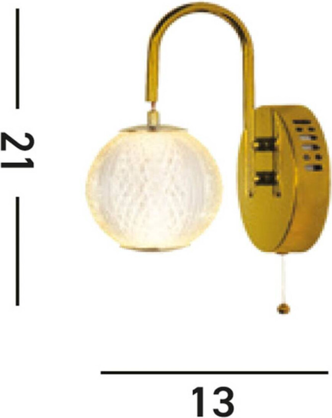 LED-vegglampe Allure messingfarget, stål, akryl, bryter