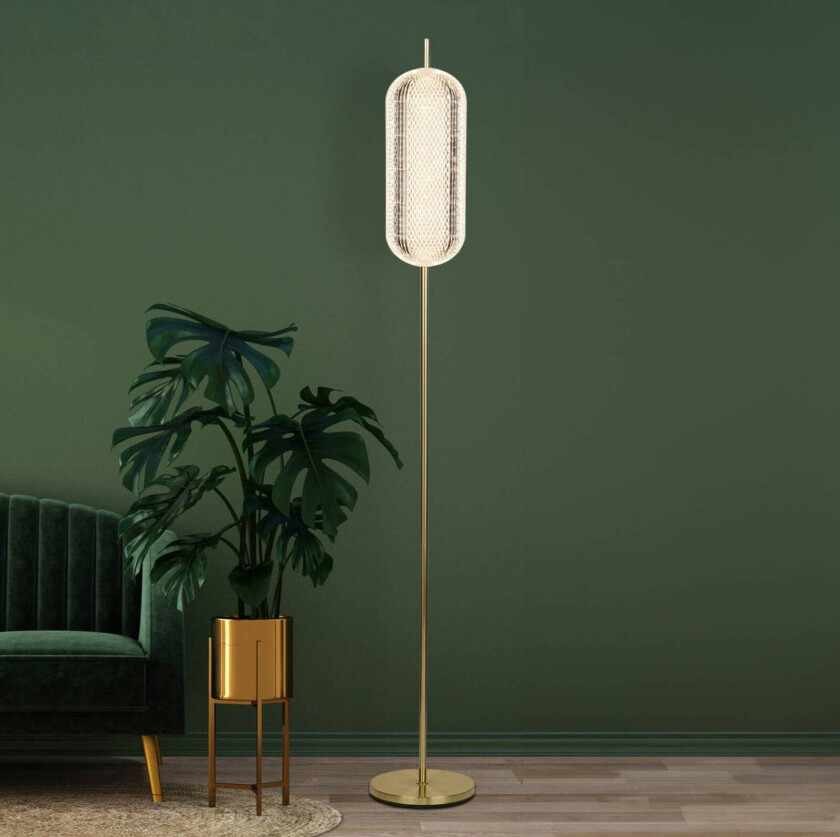 Capsule LED-gulvlampe, messingfarget, jern, akryl