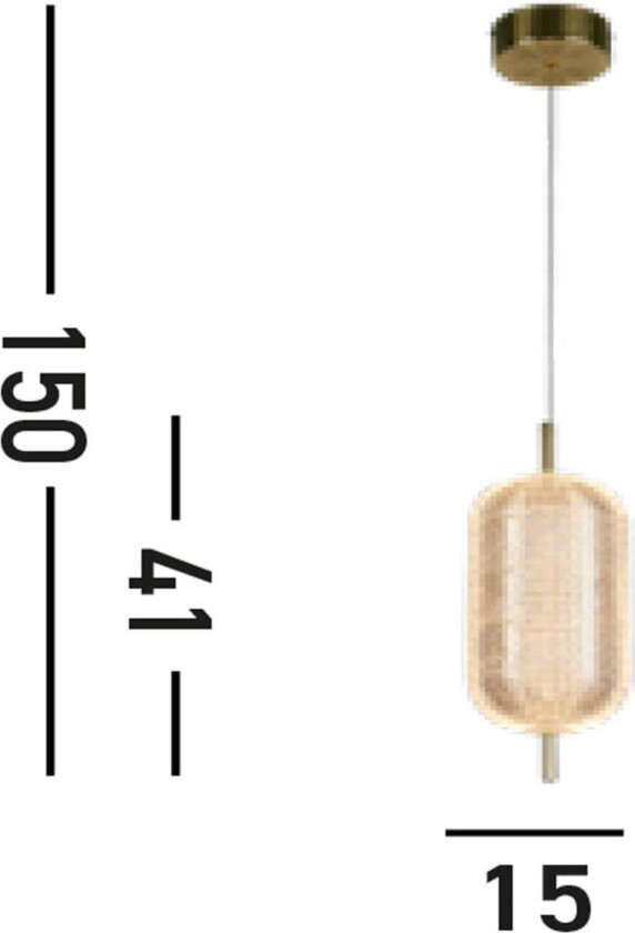 Capsule LED-hengelampe, messingfarget, jern, akryl