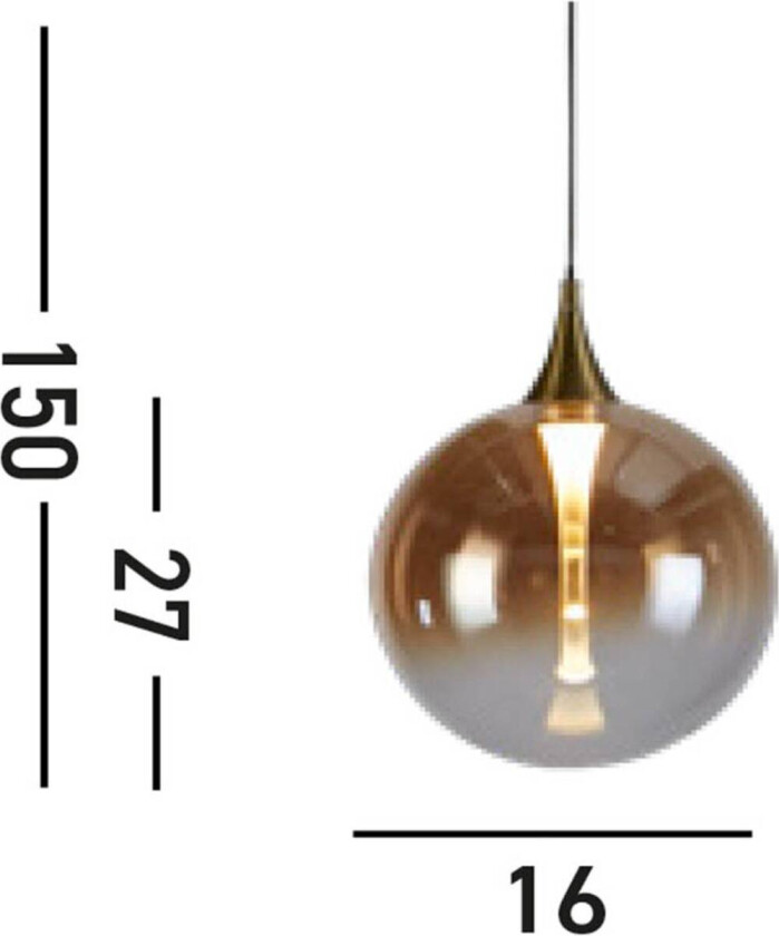 LED-hengelampe Alchemy, 1 lyskilde, svart, ravfarget, glass