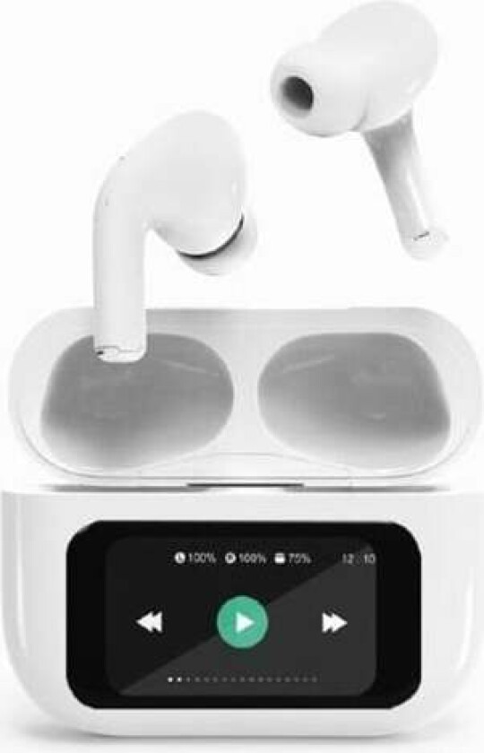 BT TWS in-ears with LCD display and ANC - Hvit