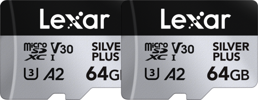 microSDXC Professional SILVER Plus UHS-I/U3/A2/4K R205/W100 (V30) - SILVER - 64GB - 2pack