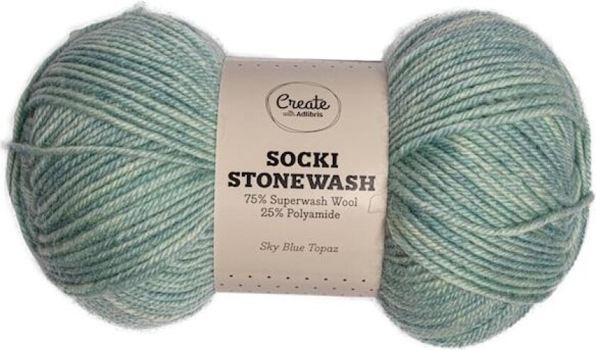 Socki Stonewash 100 g Sky Blue Topaz B186 Adlibris
