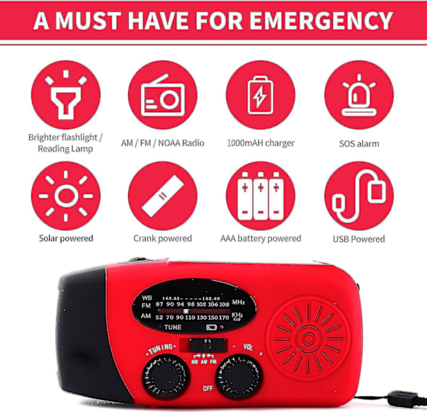 Crank Solar Radio - 13 FM AM SW Motordrevet Radio