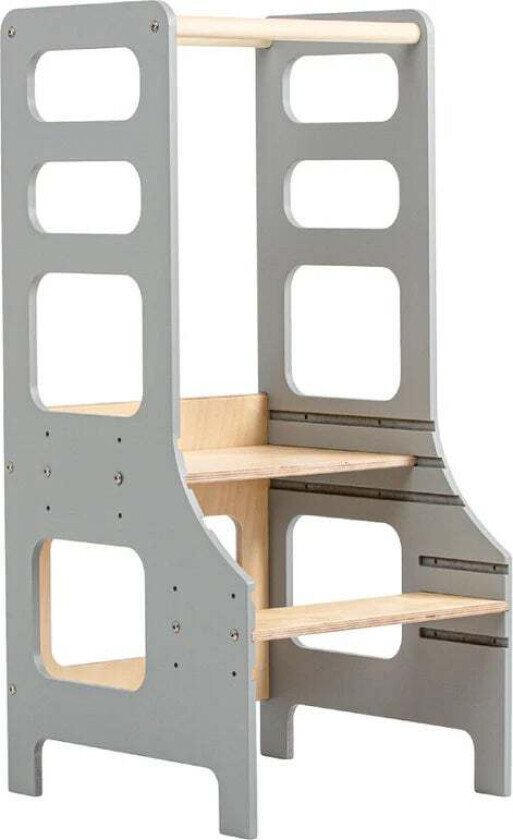 Justerbar Læringstårn, Grå - Motoriske møbler - Bjørk,Plywood,MDF