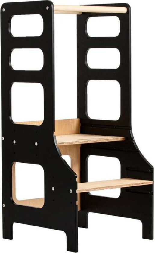 Justerbar Læringstårn, Svart - Motoriske møbler - Bjørk,Plywood,MDF