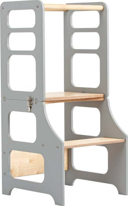Sammenleggbar Læringstårn, Grå - Motoriske møbler - Bjørk,Plywood,MDF