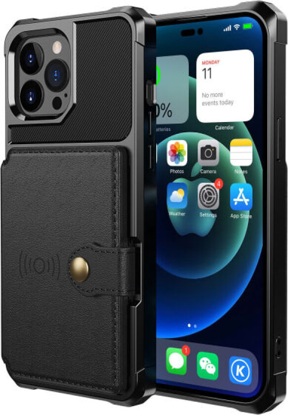 iPhone 14 Pro Max - Effektivt stiligt deksel med kortholder Svart