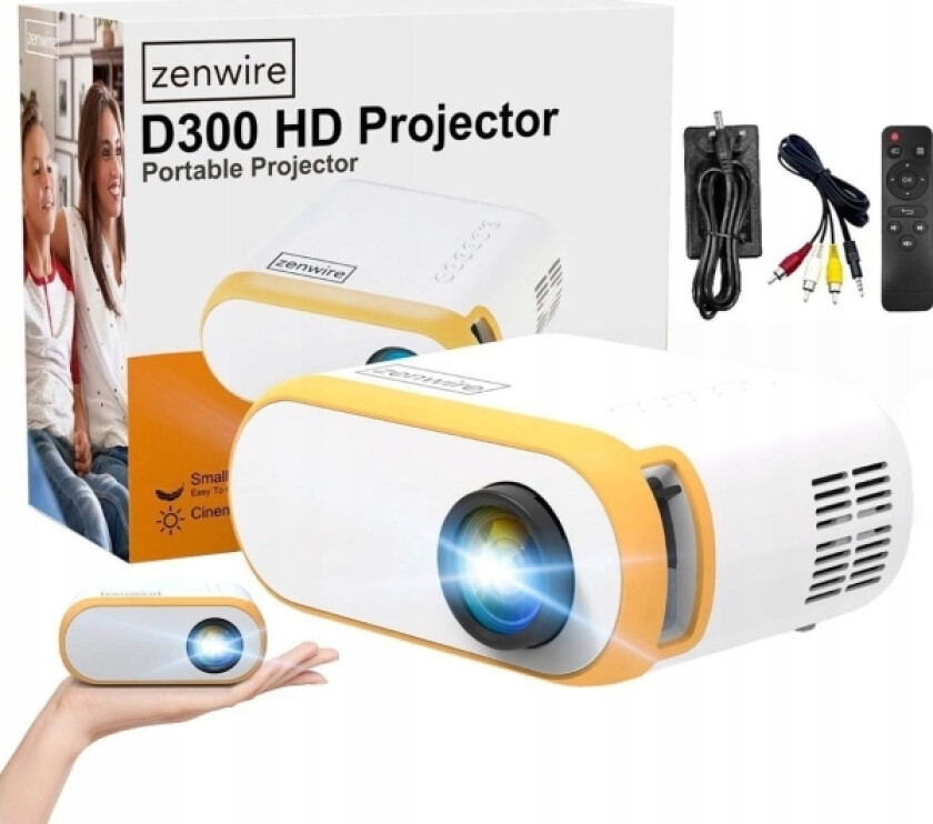Projektor Zenwire Mini Projektor Led Przenony May Rzutnik Full Hd Tv Hdmi 3000 Lm Zenwire D300