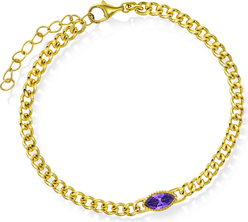 Rio Radiance armbånd i forgylt 925 sølv med lilla zirkonia