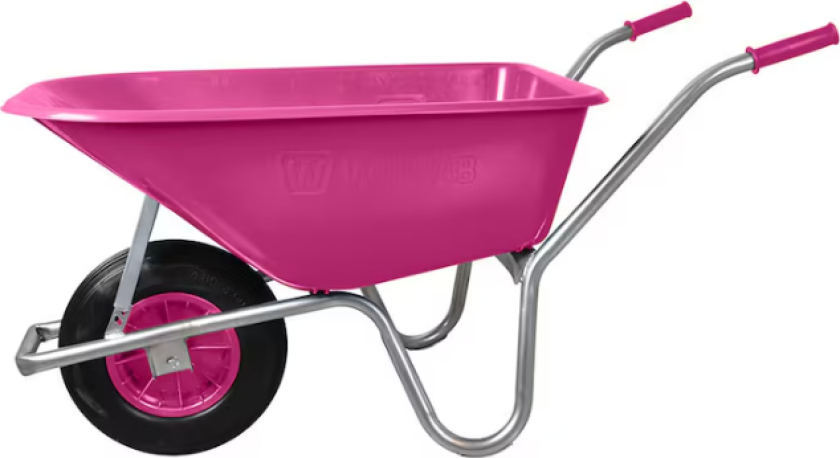Willab Trillebår Plast 100l Rosa Luftgummihjul