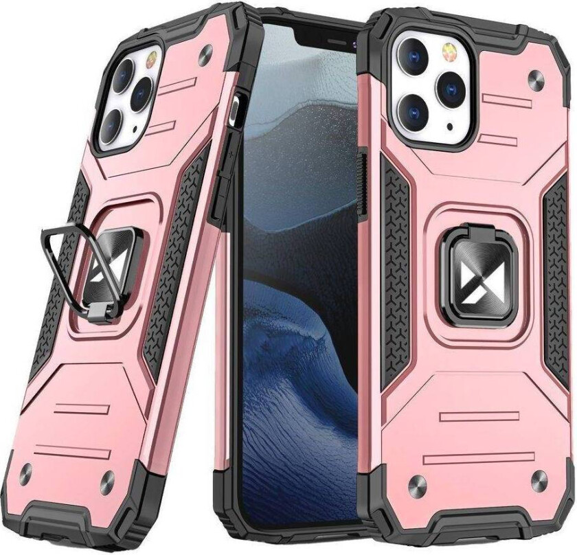 Wozinsky Ring Armor Cover med kickstand, hårdfør og robust til iPhone 13 Pro, rosa