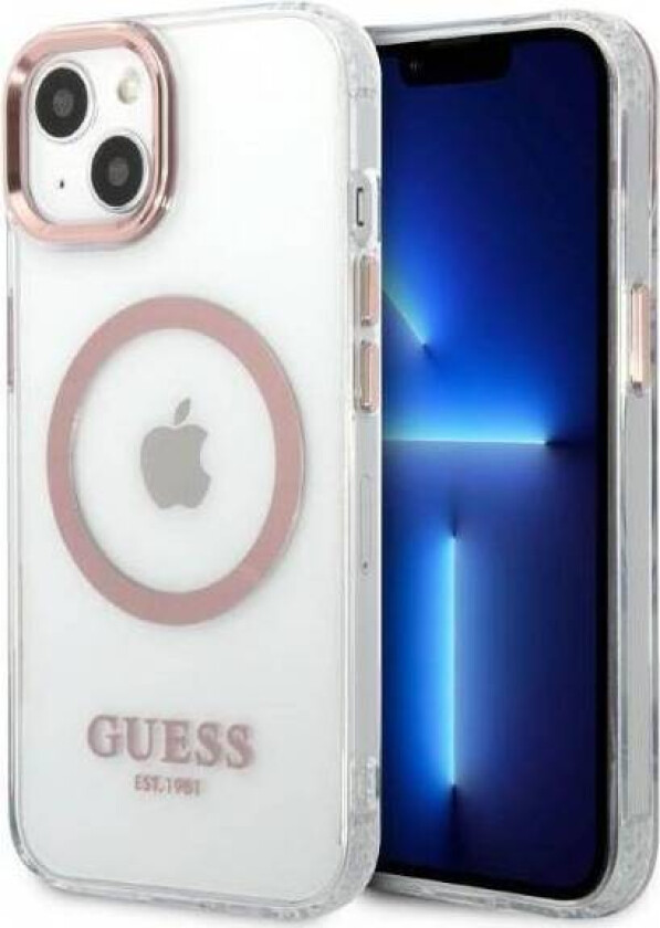 Guess Metal Outline MagSafe cover til iPhone 13 - pink