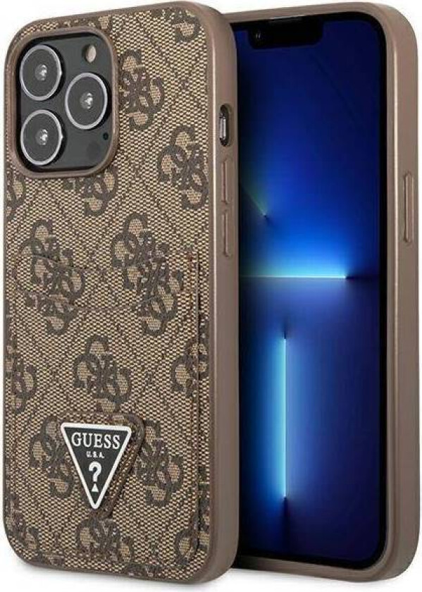 Guess 4G Triangle Logo cover med kortpladstil iPhone 13 Pro / 13 - Brun