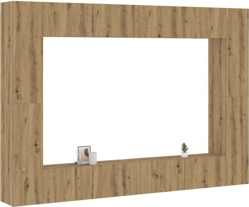 Vegghengte TV-benker 8 stk artisan eik konstruert tre