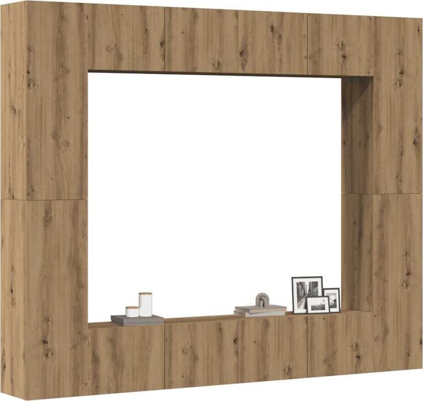 Vegghengte TV-benker 8 stk artisan eik konstruert tre