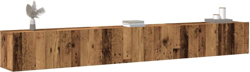 TV-skapsett 3 deler veggmontert gammelt tre konstruert tre