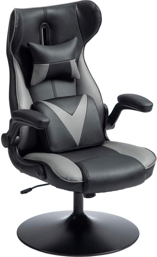 Gamingstol med vippefunksjon, ergonomisk datastol, høydejusterbar kontorstol, roterende skrivebordsstol med hode- og korsryggput