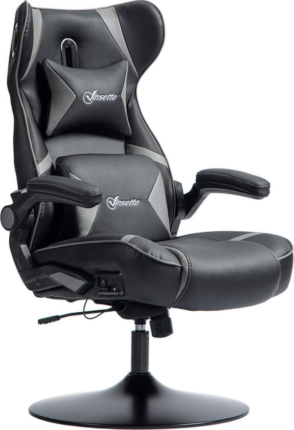 Gamingstol med vippe- og benfunksjon, ergonomisk datastol, høydejusterbar, roterende skrivebordsstol med høyttaler, lastekapasit