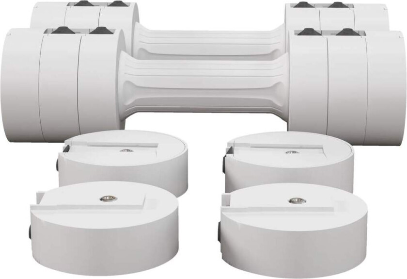 2 x 2,5 kg manualer, justerbar vekt manualer, 1,1/1,8/2,5 kg per manual, gulvvennlig plasthus, for kvinner og menn, hvit