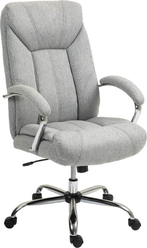 Kontorstol med vippefunksjon, ergonomisk stol med polstret armlen, hodestøtte, høydejusterbar skrivebordsstol, svingstol med ryg