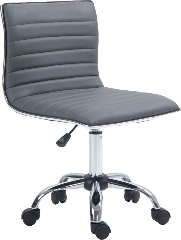 Kontorstol uten armlener, høydejusterbar svingstol med hjul, skrivebordsstol kan holde opptil 120 kg, til studie, kontor, mørkeg