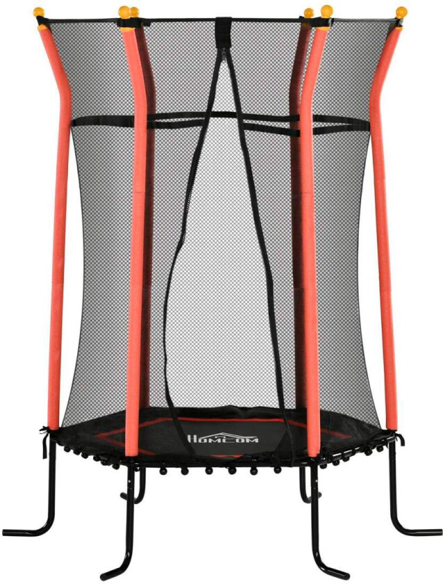 Barnetrampolin Ø163,5 cm, innendørs trampoline med sikkerhetsnett kantdekke gummitau, barn trampoline inntil 50 kg, for barn 3-1