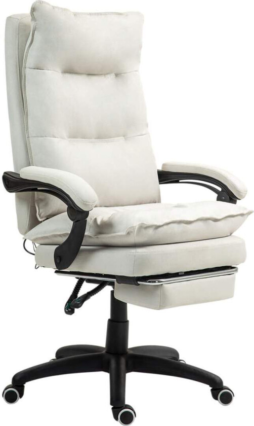 Kontorstol med 6-punkts massasje, ergonomisk spillestol med liggefunksjon, høydejusterbar lederstol med fotstøtte, 120 kg bæreev