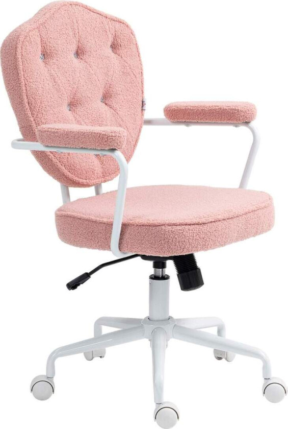 Kontorstol, ergonomisk skrivebordsstol med vippefunksjon, trekk med knapp, høydejusterbar datastol med dreiefunksjon, for hjemme