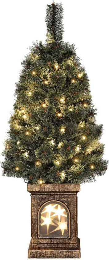 Kunstig juletre med LED-lys, 90 cm juletre med fjernkontroll, 8 lysmoduser, for juledekorasjon, innendørs, grønn