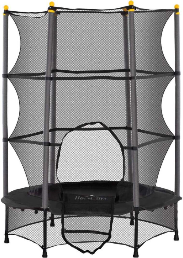 Barnetrampolin Ø140 cm, trampoline med sikkerhetsnett, kantdeksel, hagetrampolin for barn 3-10 år, bæreevne inntil 50 kg, sort