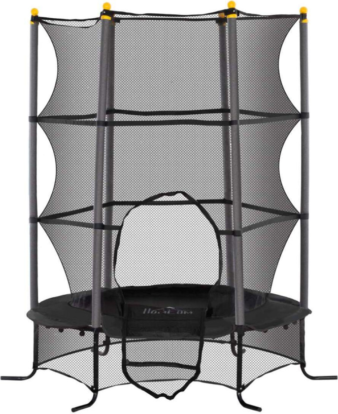 Bilde av Barnetrampolin Ø163 cm, trampoline med sikkerhetsnett, kantdeksel, hagetrampolin for barn 3-10 år, bæreevne inntil 50 kg, sort