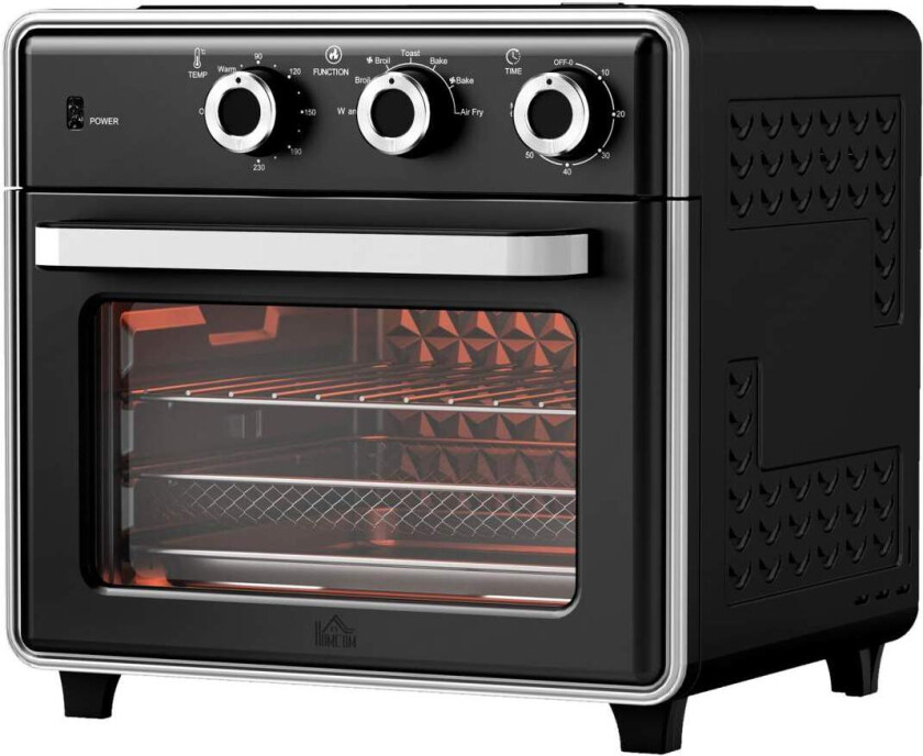 Miniovn med sirkulasjonsluft 20L miniovn med stekebrett, grillrist og smulebrett, 90°C-230°C varmluftfrityrkoker med 5 moduser