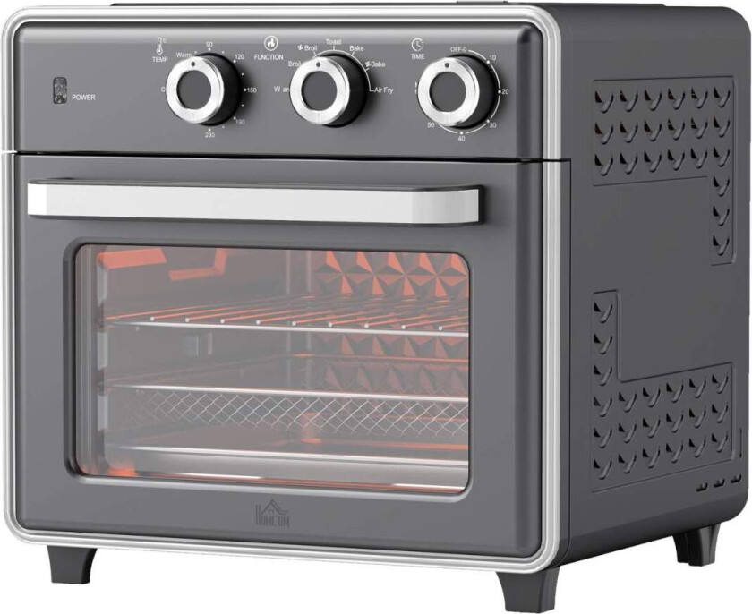Miniovn med sirkulasjonsluft 20L miniovn med stekebrett, grillrist og smulebrett, 90°C-230°C varmluftfrityrkoker med 5 moduser