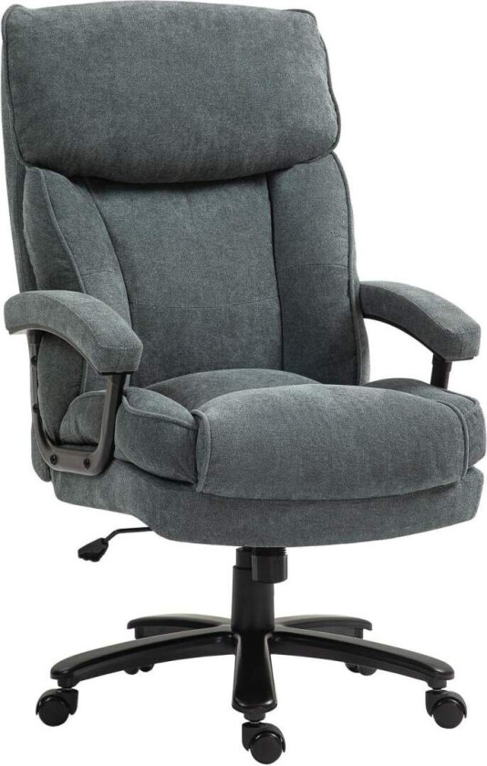 Bilde av Kontorstol, ergonomisk skrivebordsstol med vippefunksjon, linlook, høydejusterbar PC-stol med svingfunksjon, tykke puter, lastek