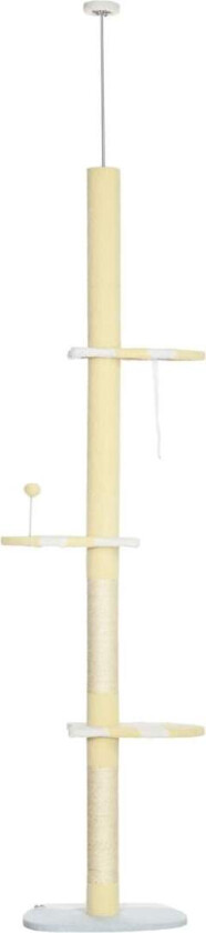 Kløestolpe, kattekløestolpe i taket, 220-260 cm, klatretre med lekeball, høydejusterbar kattetre, leketre med spissbeskyttelse