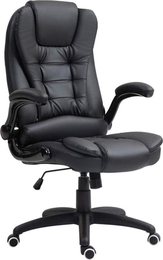 Kontorstol, ergonomisk lederstol med vippefunksjon, oppfellbart armlen, høydejusterbar skrivebordsstol med dreiefunksjon for hje