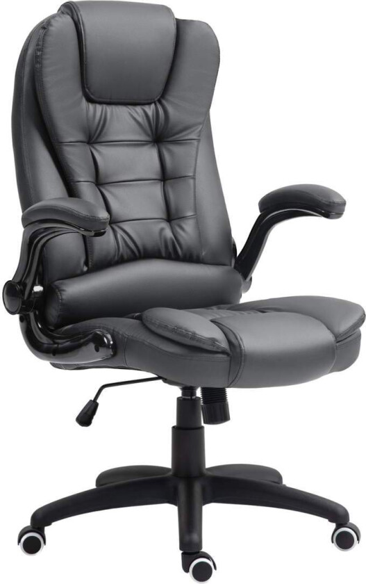 Kontorstol, ergonomisk lederstol med vippefunksjon, oppfellbart armlen, høydejusterbar skrivebordsstol med dreiefunksjon for hje