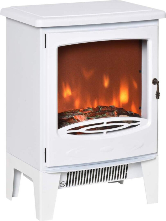 LED elektrisk peis frittstående peis med flammeeffekt 900/1800W metall & ABS plast i hvit 39 x 26 x 54,8 cm for en koselig atmos