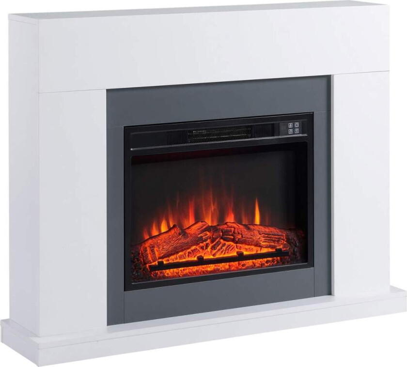 LED elektrisk peis, frittstående peis, peis med flammeeffekt, 1800/2000W, innvendig varme, dekorativ peis, MDF hvit, 113x26,6x87