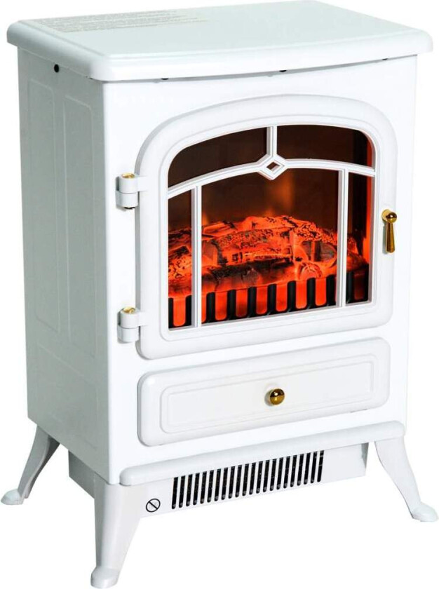 Elektrisk peisovn med flammeeffekt 950/1850W overopphetingsbeskyttelse hvit 41,5x28x54,8cm for koselige kvelder