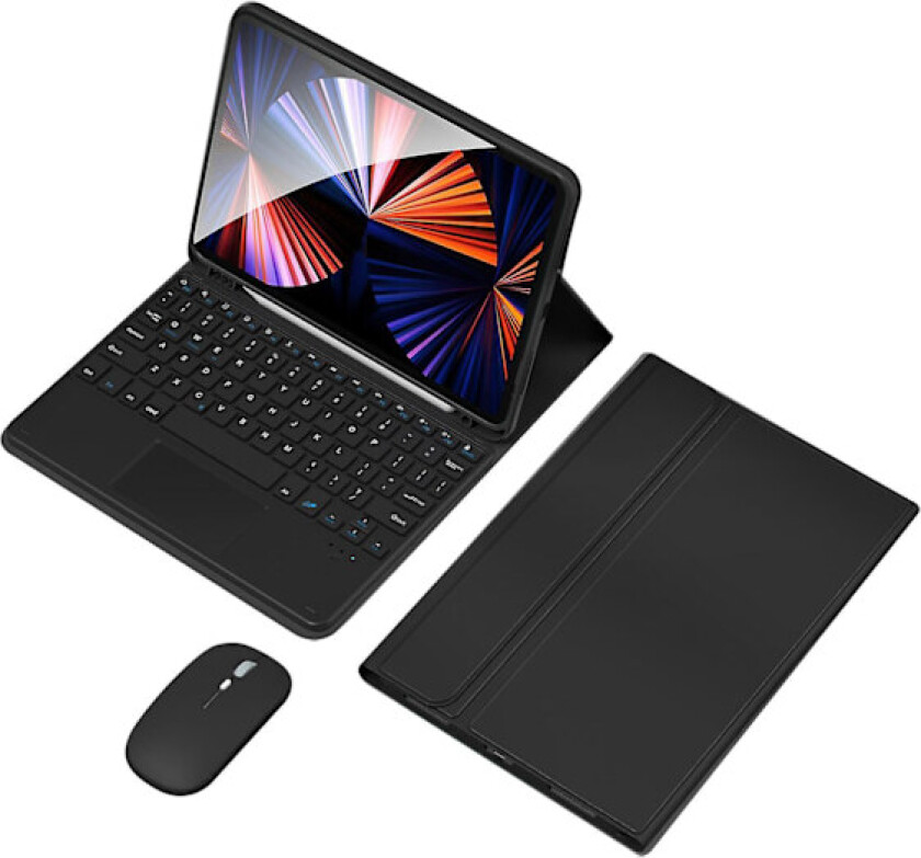 Trådløst tastaturdeksel med mus for iPad 10.9 (2022), PU Folio Flip Cover Bluetooth tastaturdeksel Black iPad 10.9 (2022)