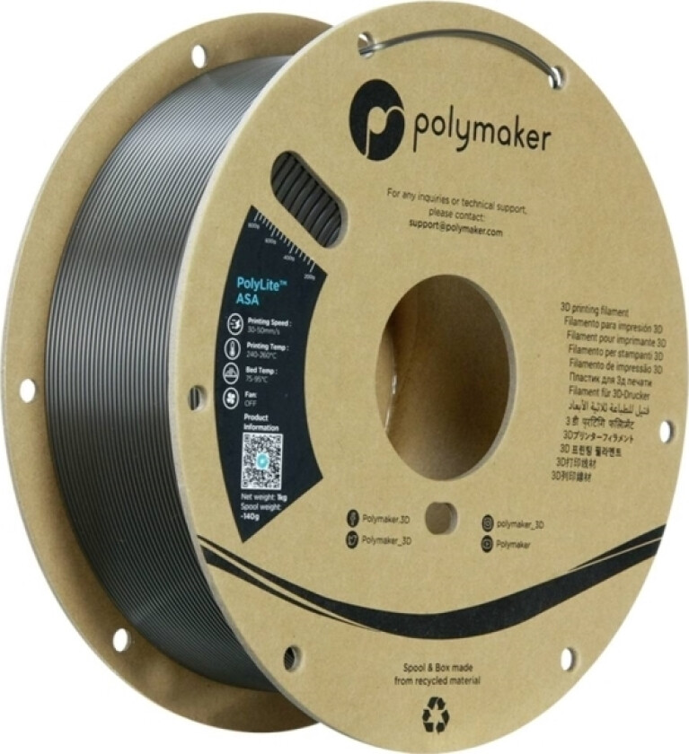 Polymaker Pf01046 Dark Gray Green Filament Asa Vejrbestandig, Varmebestandig, Uv-Bestandig 1.75 Mm 1000 G Grå 1 Stk