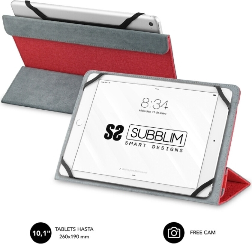 Subblim Universal Freecam Tablet Case 10.1" Red Sub-Cut-2Fc002
