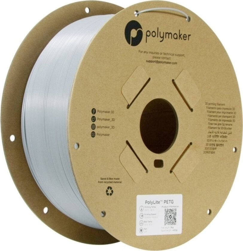 Polymaker Pb01053 Filament Petg Varmebestandig, Høj Grad Af Trækstyrke 1.75 Mm 3000 G Grå Polylite™ 1 Stk