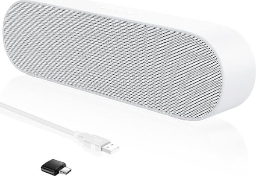 PC-høyttaler, USB bærbar datamaskin høyttaler, Mini lydplanke med 3D surround stereo for bærbar PC, stasjonær PC - Plug and Play (hvit) White