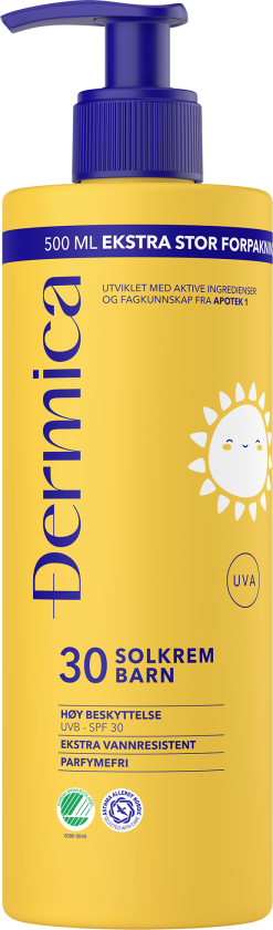 solkrem til barn SPF30 pumpeflaske 500 ml