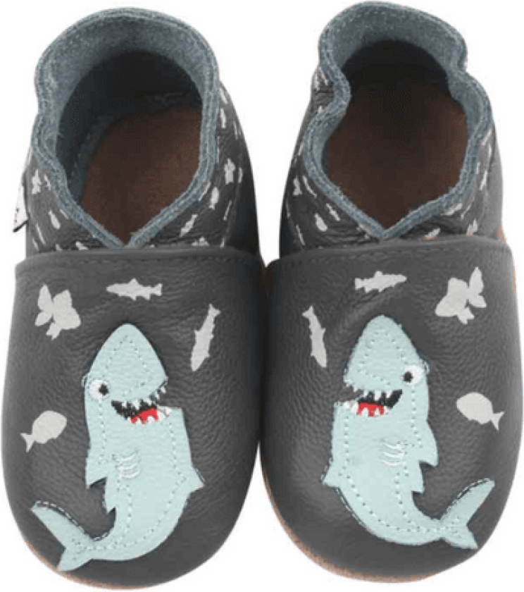 Tøfler i Skinn Hungry Shark Grey
