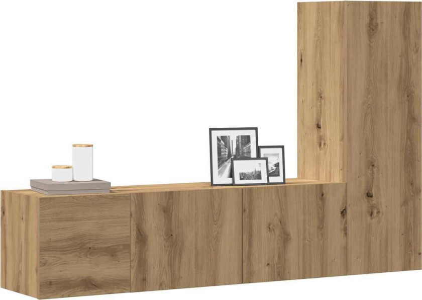 Vegghengte TV-benker 3 stk artisan eik konstruert tre